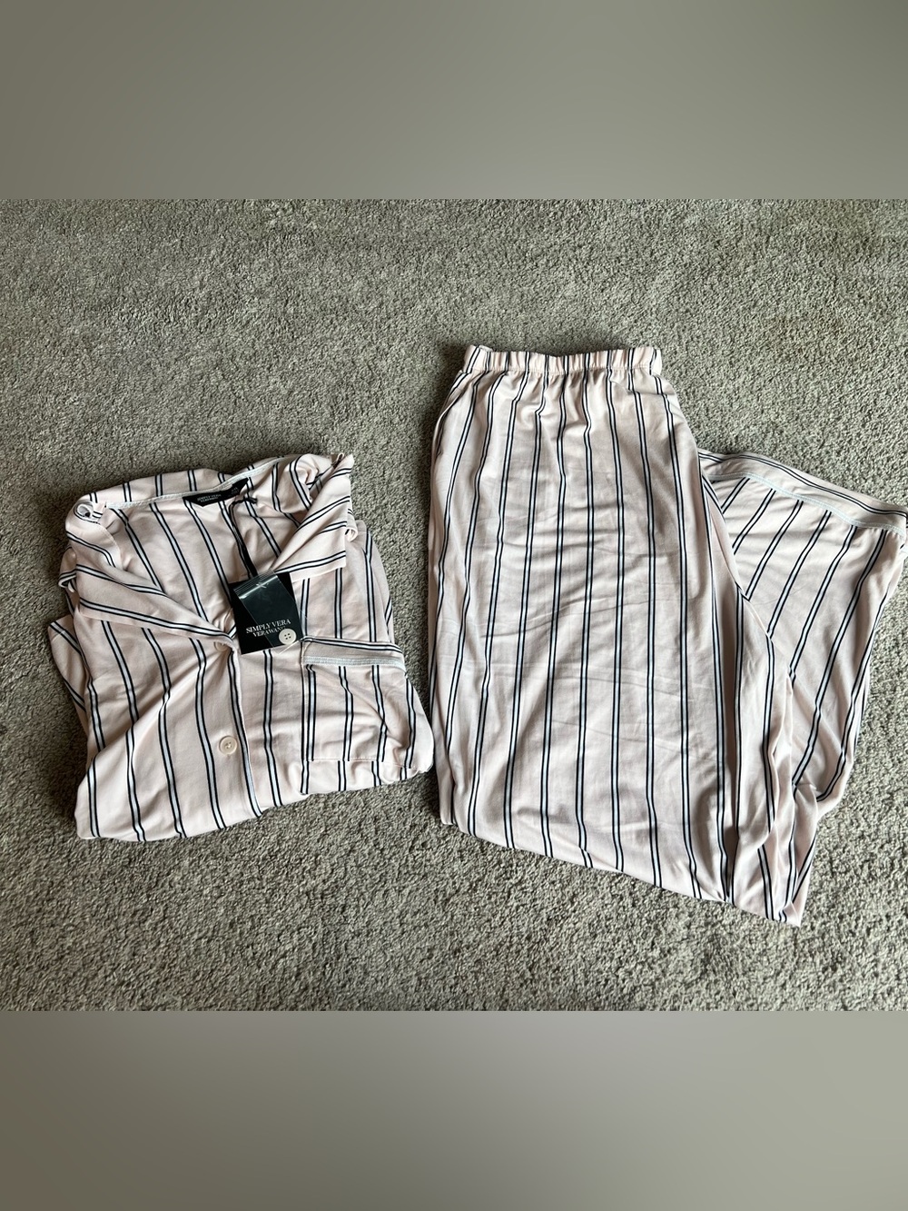 Vera Wang Soft Pink Striped Pajama Set